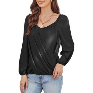 Women's Lantern Long Sleeve Tops Black